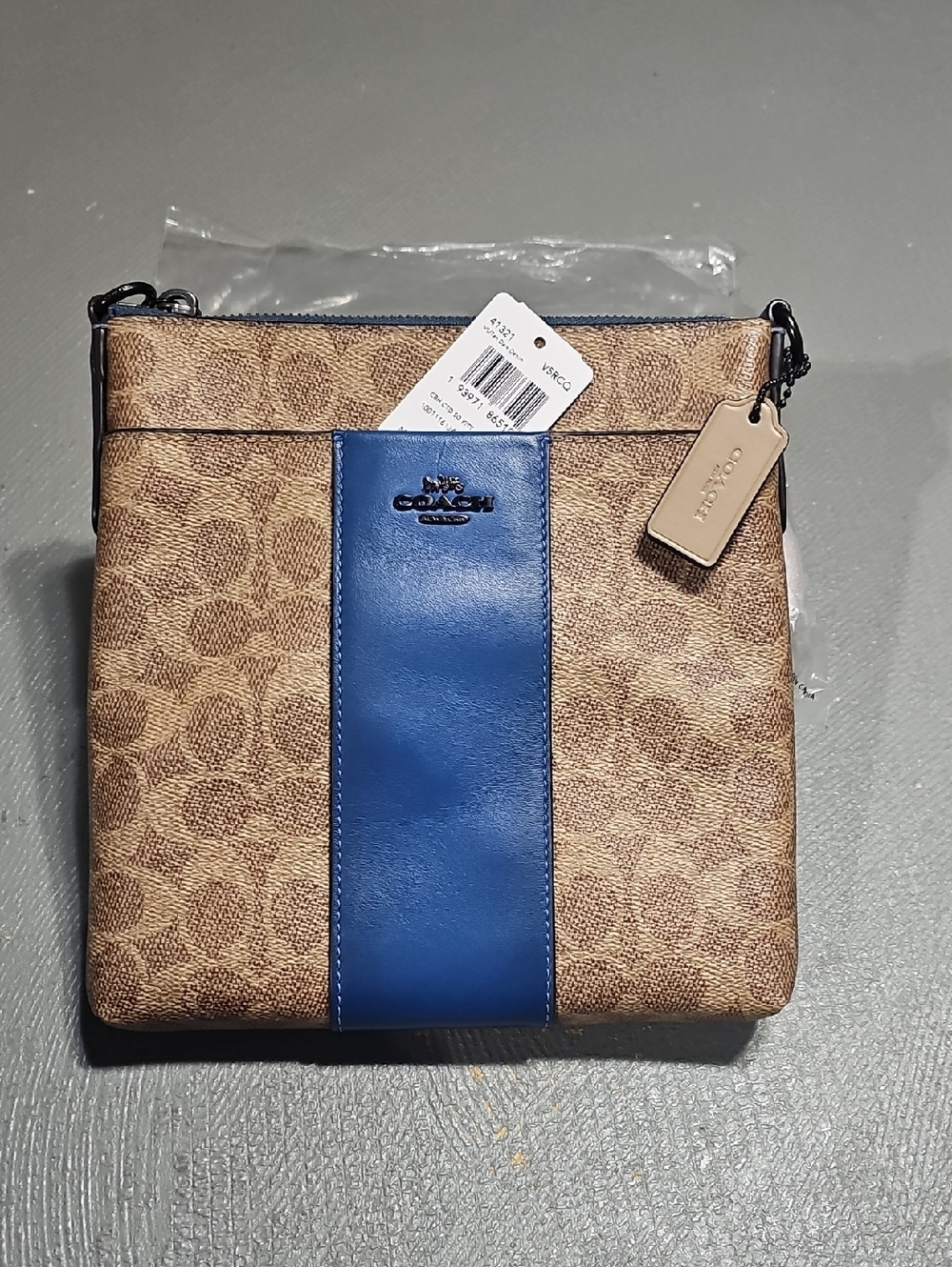 Coach 41321 V5/Tan Dark Denim Colorblock Signature Kitt Messenger Bag NWT